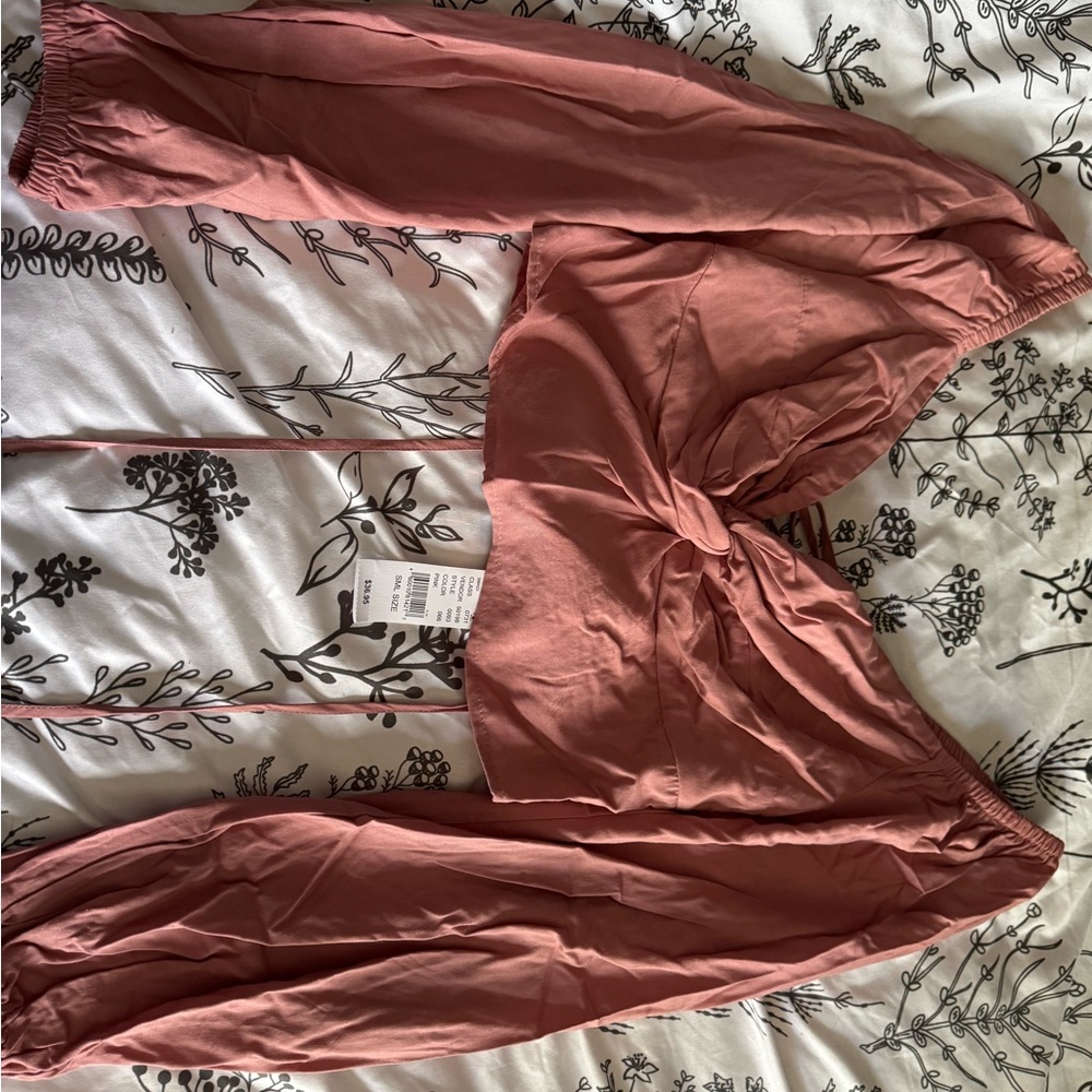 NWT Pink Tie-Front Blouse